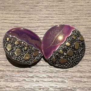 Elegant Vintage Purple and Gold Earrings